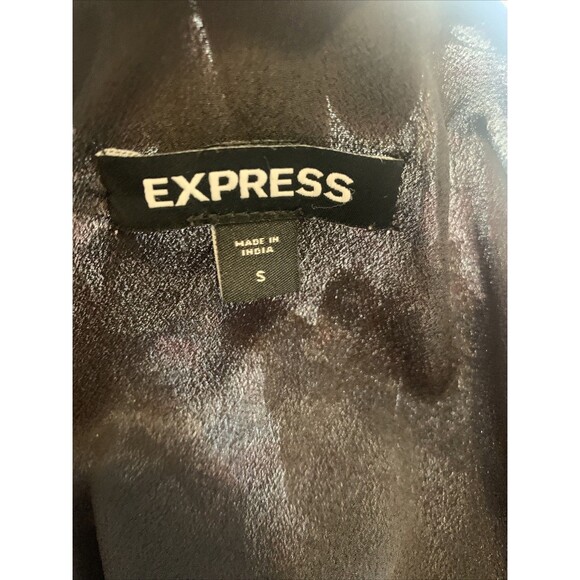 EXPRESS Women Metallic Whimsigoth Top Blouse Faux Wrap Dark Fairy Floral Small - Picture 9 of 13